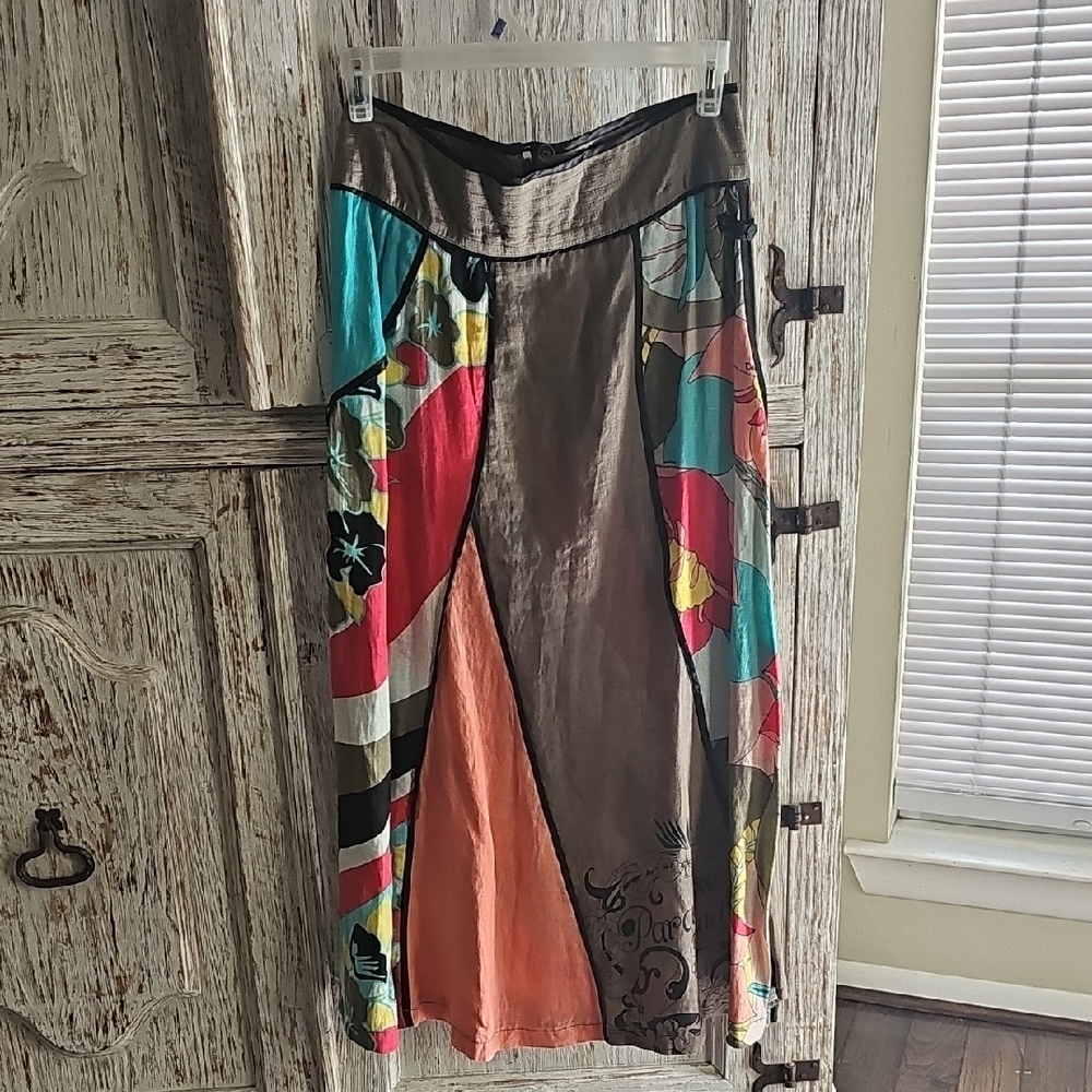 DEPT Amsterdam Boho Multi-Color Patchwork Maxi Skirt NWOT Size S